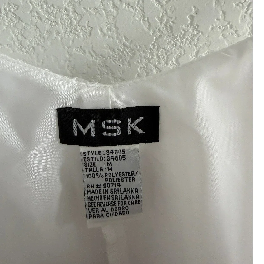 MSK Y2K Style Camisole Size M White Textured Chevron Pleated Straps